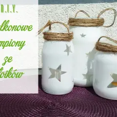 Urocze lampiony ze słoików ozdobione gwiazdkami, idealne na balkonowy nastrój.