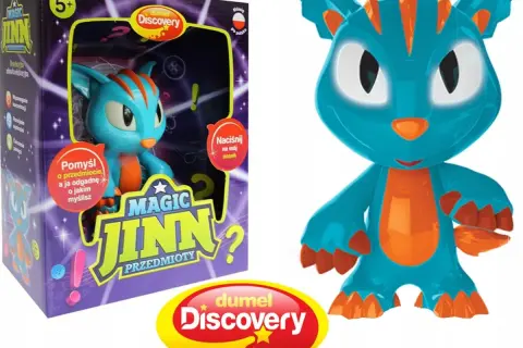 Niebieski stworek z pomarańczowymi akcentami, Magic Jinn od Dumel Discovery, gotowy do odgadywania myśli.