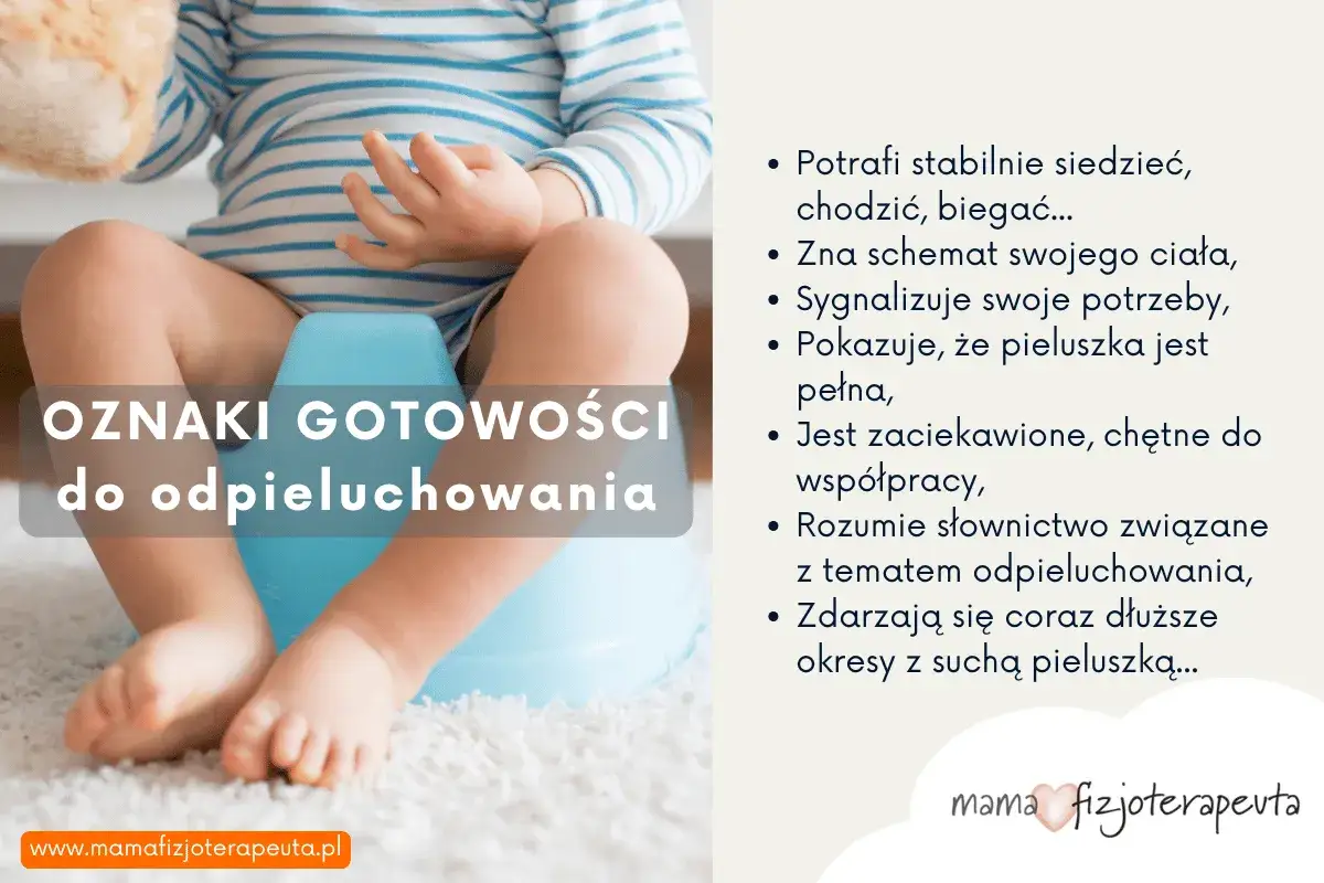 Dziecko siedzi na nocniku. Obraz pokazuje oznaki gotowości do odpieluchowania, pomagając rodzicom zdecydować, w jakim wieku odpieluchować dziecko.